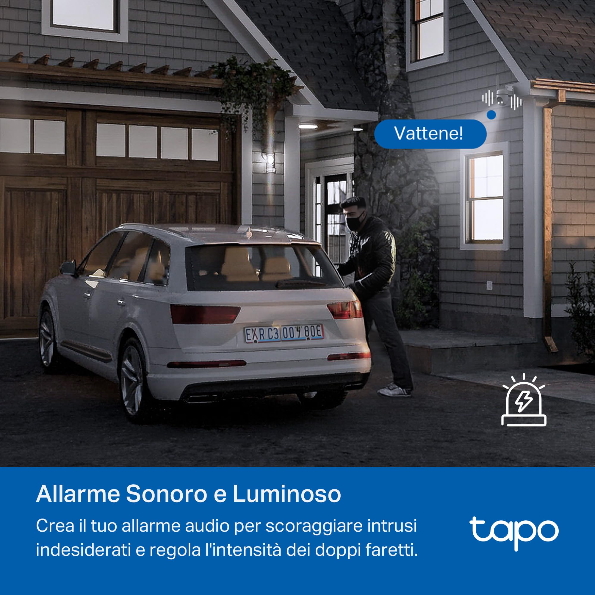 Tapo C501GW Telecamera 4G LTE da Esterno con Slot SIM, FHD 360° PTZ, Visione Notturna a Colori Starlight, IP66, AI Smart, Allarme Sonoro/Luminoso, Alimentato da DC o PoE, Senza Wi-Fi né Batteria