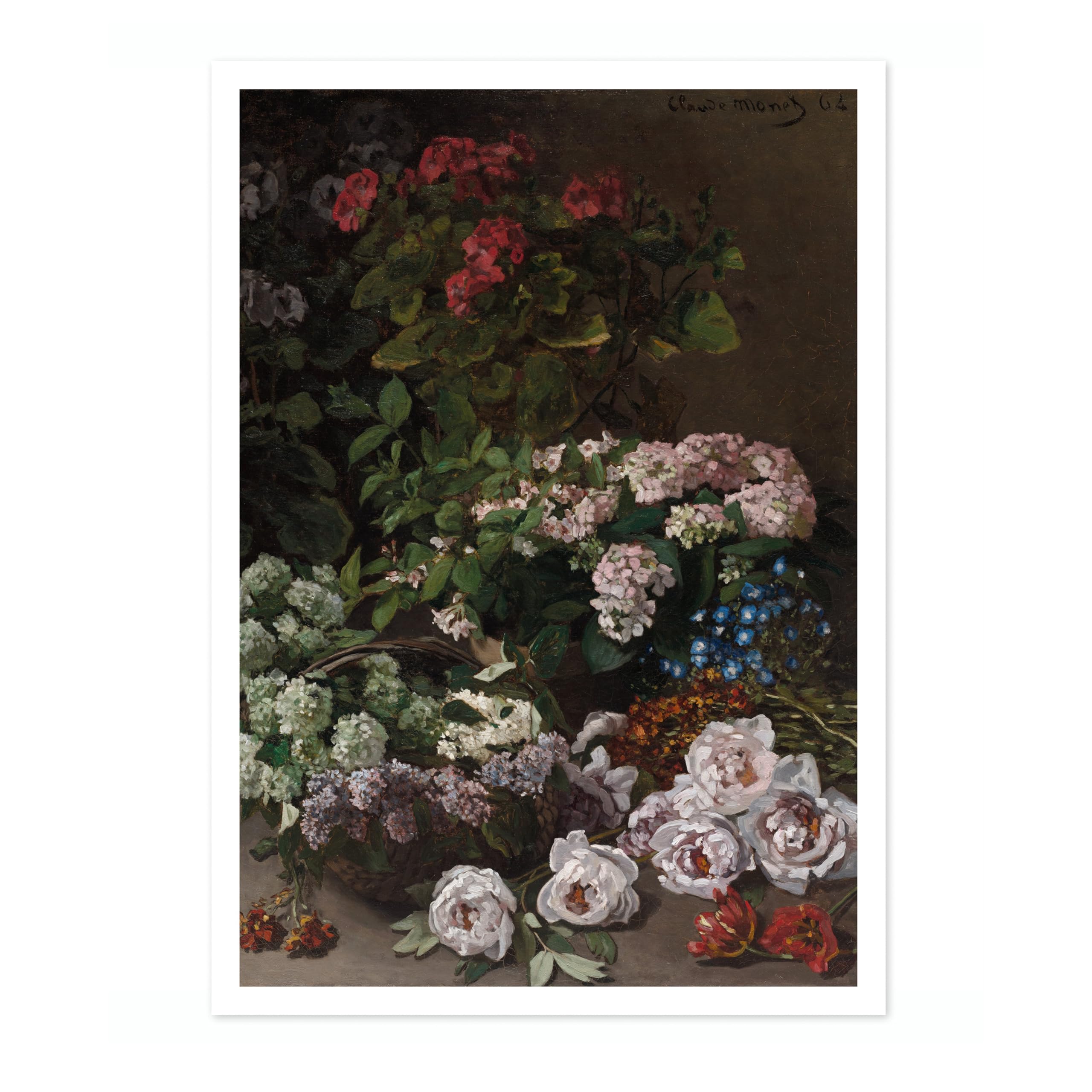 Spring Flowers Claude Monet Art Print, Classic Art Painting Poster, Impressionism Art Exhibition Modern Wall Art, Minimalist Home Decor Picture Artwork, A4 (Print Only) - 29.7x21cm
