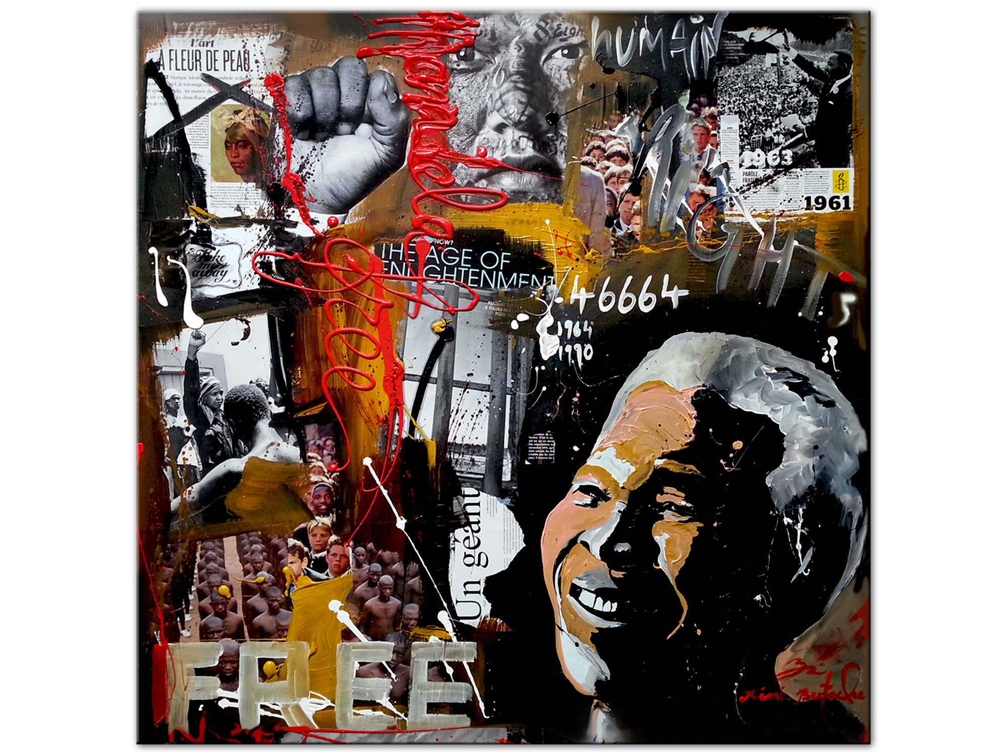 DECLINA, Quadro Decorativo da Parete per Soggiorno Moderno, Quadro Decorativo da Parete, Quadro Humanright di Rémi Bertoche, Riproduzione su Tela, 50 x 50 cm