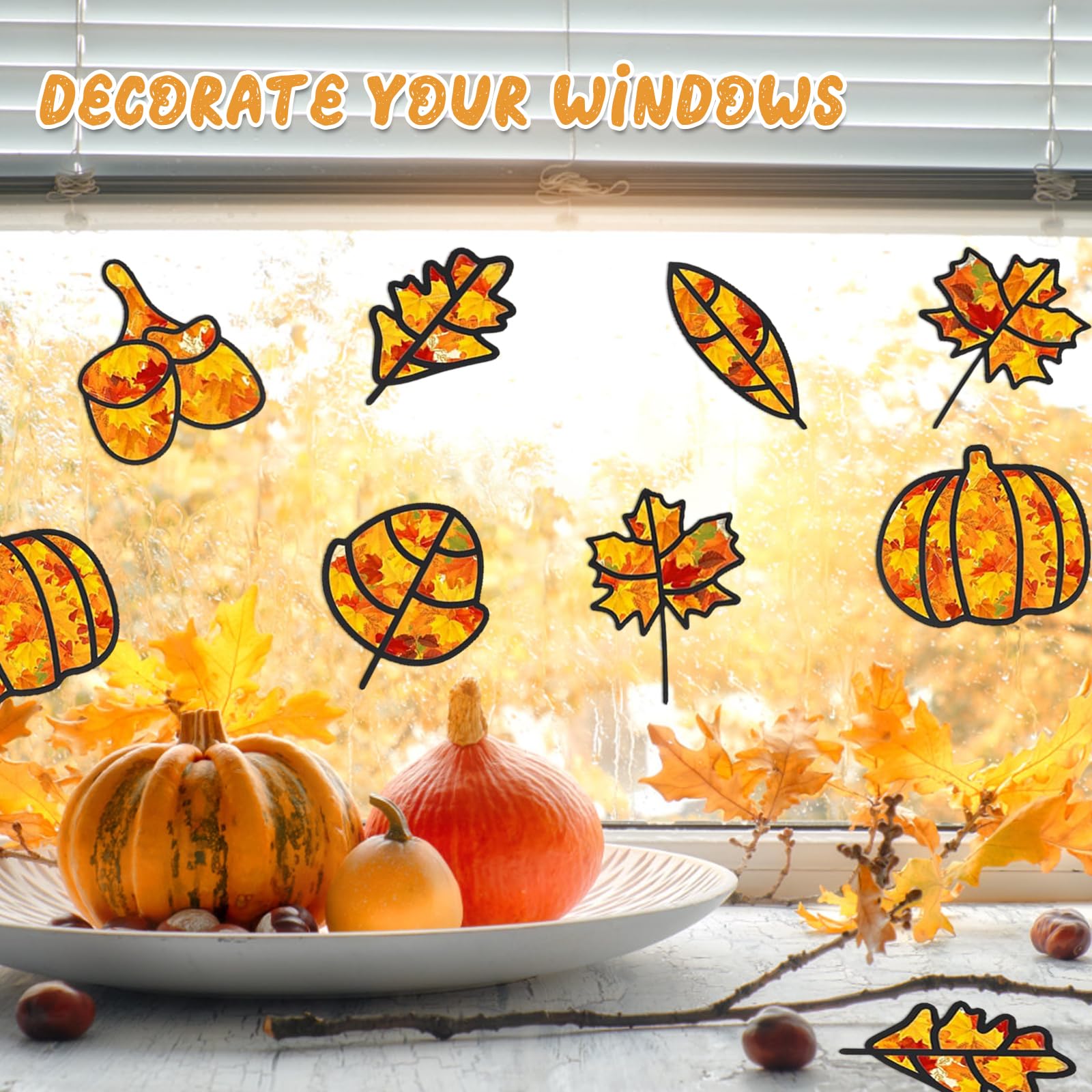 Herbst-Bastelset Für Kinder – 57 Teile Mit Blättern, Aufklebern & Papier, DIY Fensterbilder & Kränze