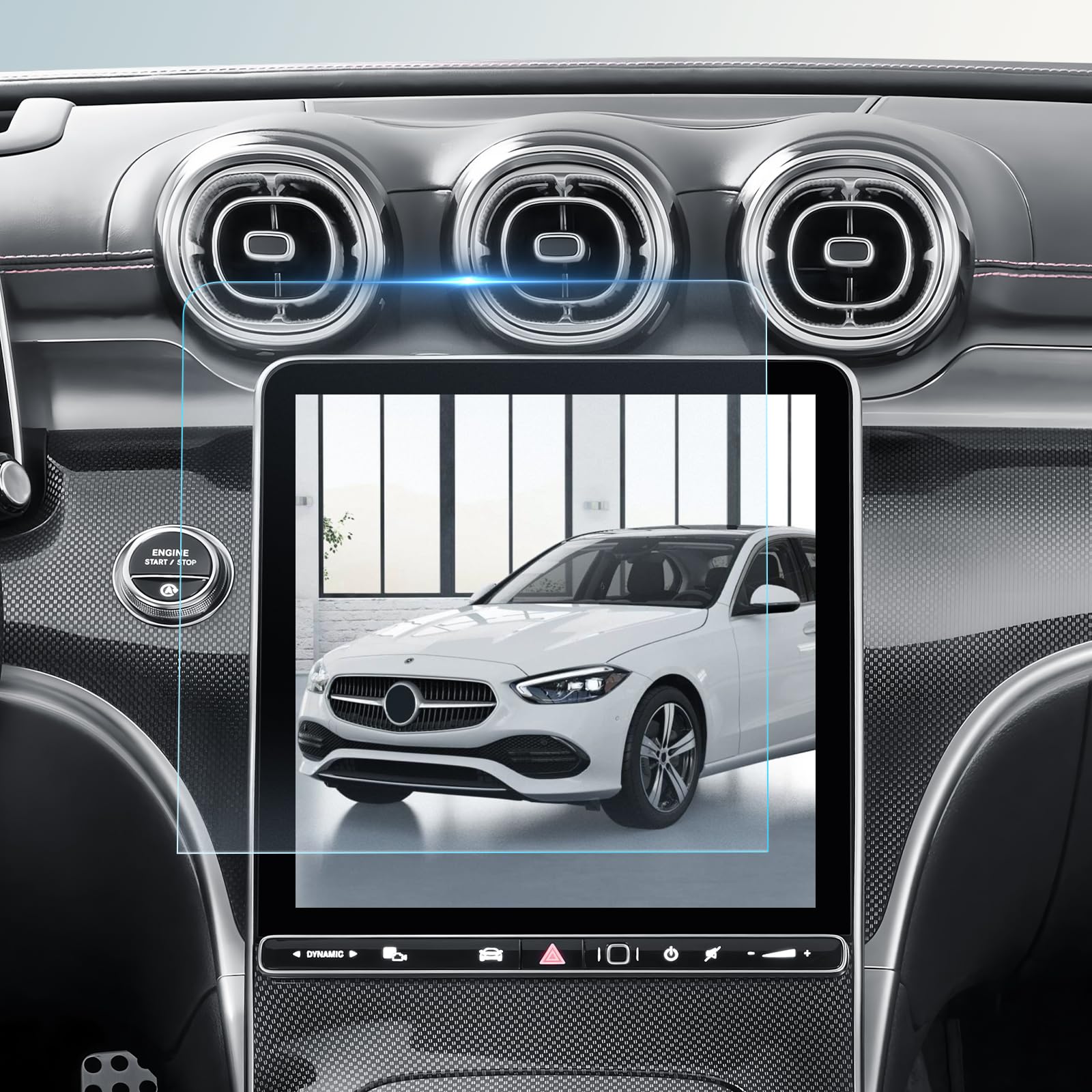 BIBIBO W206 folia ochronna do nawigacji kompatybilna z Mercedes Benz klasy C W206 / GLC X254 2023-2025 2026 11,9", klasa C W206 9H ekran dotykowy, szklana folia ochronna na wyświetlacz, odporna na
