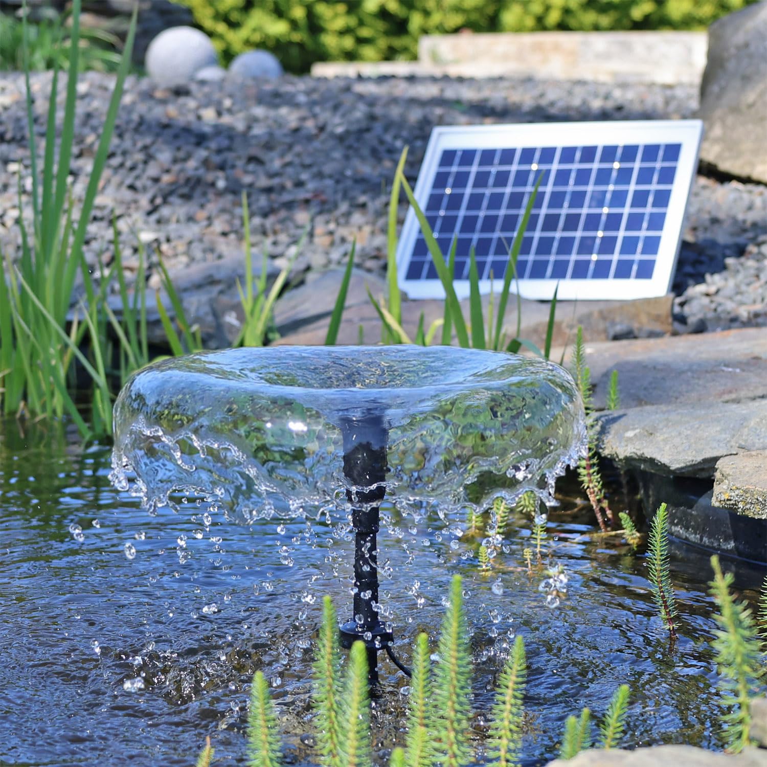 CLGarden NASP5 Solar Teichpumpe mit Akku 1100 l/h Springbrunnenpumpe mit 22W Solarpanel, LED & Timer für Gartenteich, Wasserspiel & Bachlauf