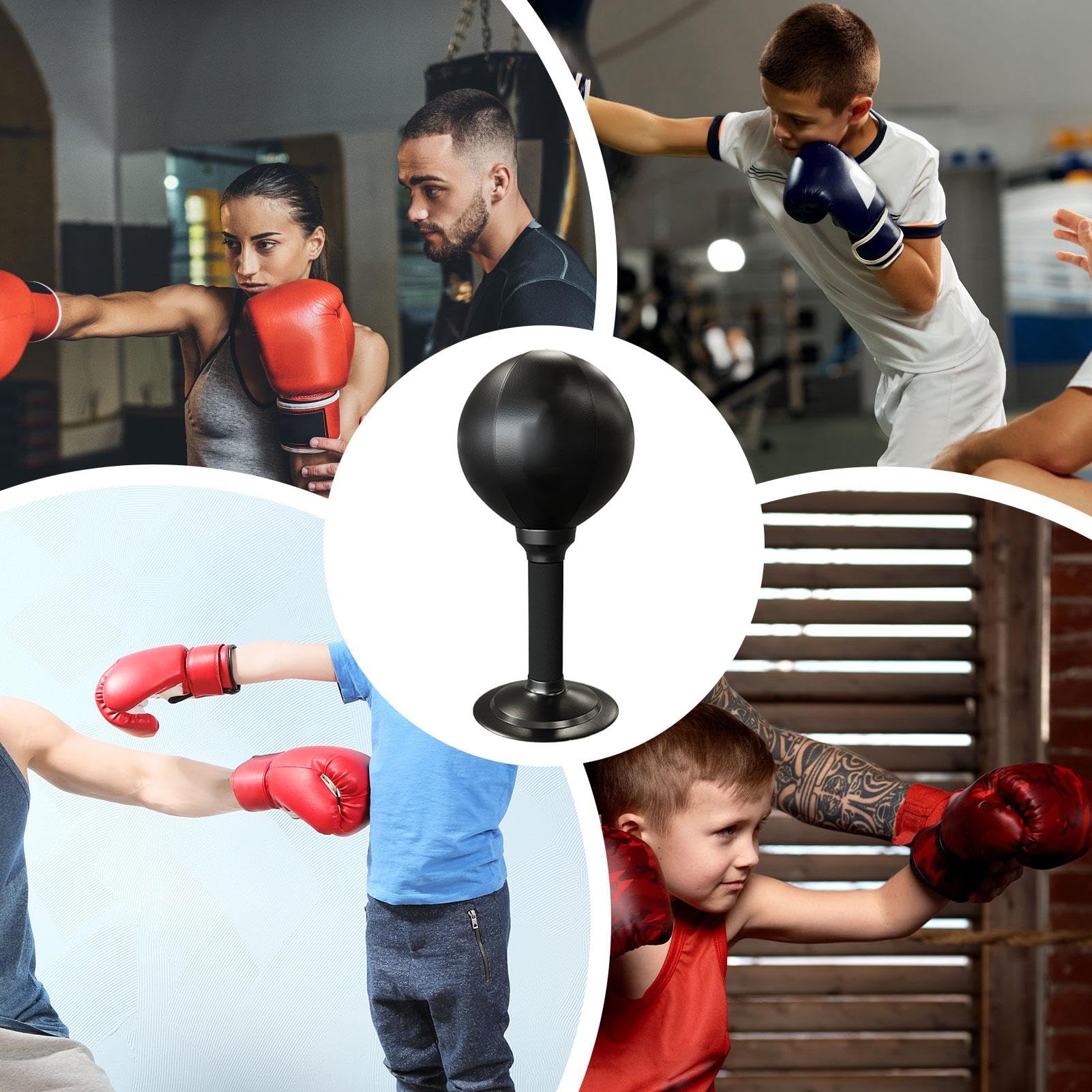 Multifunktionaler PU-Leder-Boxsack, Boxausrüstung, lustiges Workout-Zubehör für Tische, Boxsack für die Arbeit, Saugnapf-Boxsack, Büro-Boxsack, 35 cm