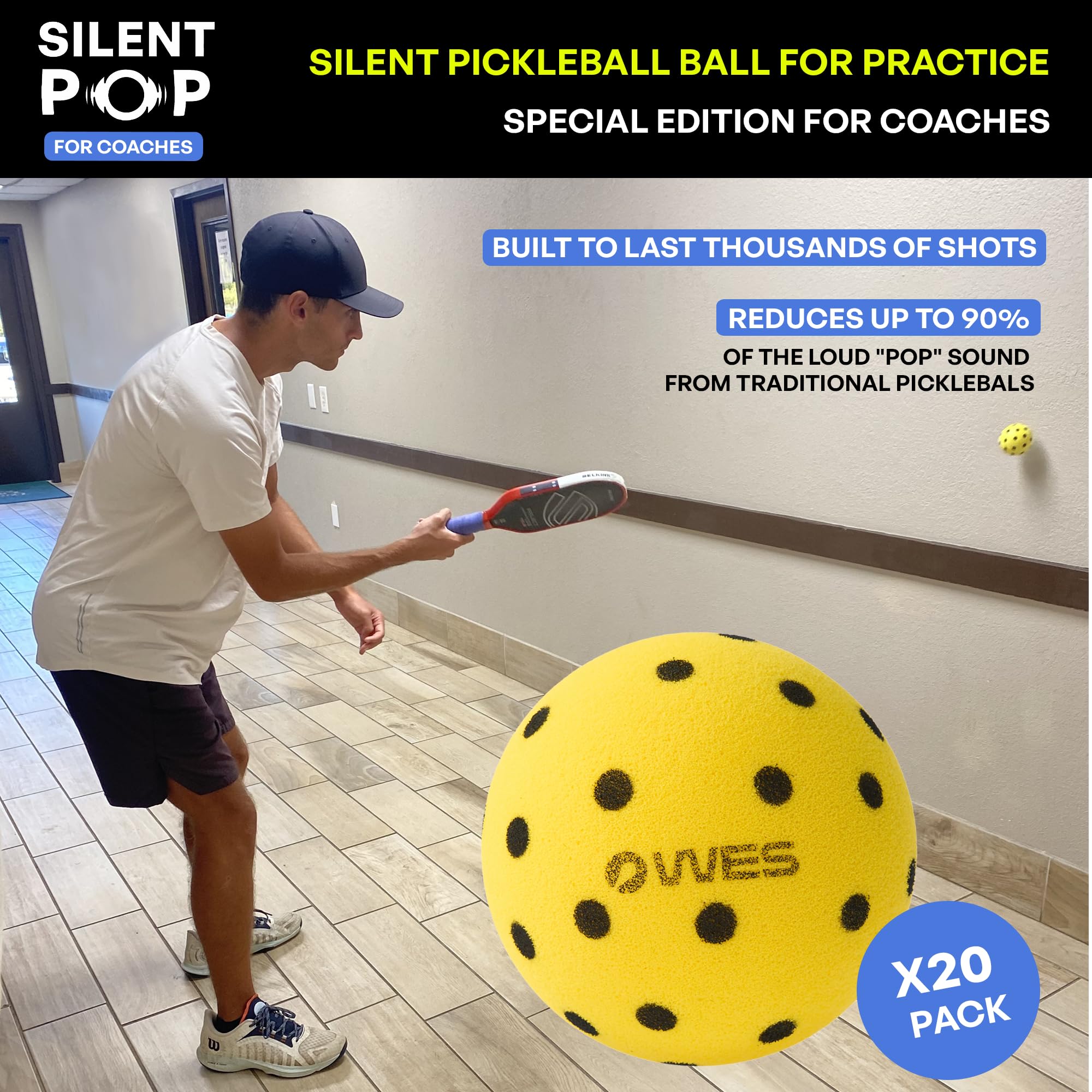 Pickles Training Balls - Balling Ball Silent Pickleball | Petites boules de pickleball PU | Picklebaalls silencieux à faible bruit | Solution de chauffage interne Professionnels pour les débutants