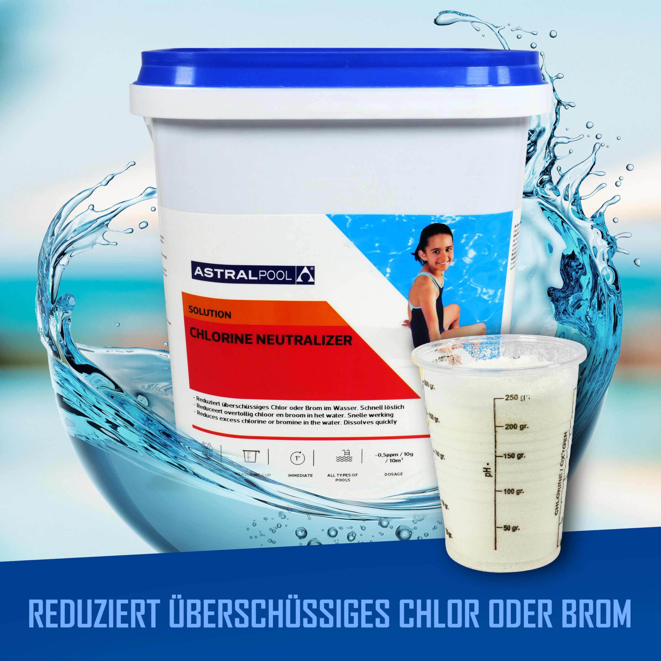 Astral Pool Chlor Neutralisator 6,0 Kg - Reduziert überschüssiges Chlor & Brom im Wasser - Schnell und rückstandsfrei löslich