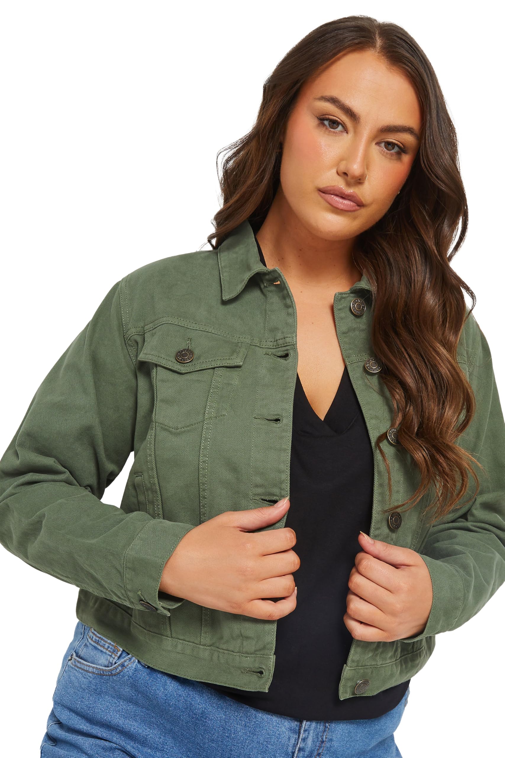 Yours Women's Green Long Sleeve Denim Jacket In | : Size 14
