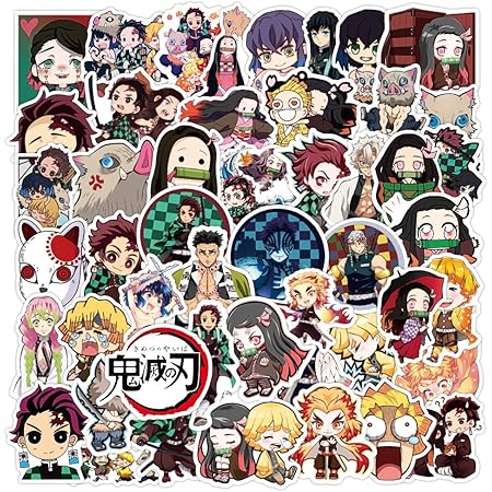 amazon com minrain demon slayer kimetsu no yaiba anime cartoon laptop stickers waterproof skateboard car snowboard bicycle luggage decal 50pcs demon slayer kimetsu no yaiba electronics