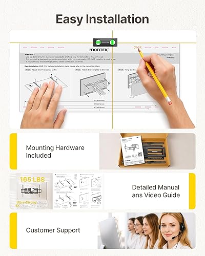 Miniatura 8 de monTEK Soporte de pared para TV de alta resistencia para televisores de 50 a 100 pulgadas de hasta 165 libras, 4 pruebas de carga, soporte de