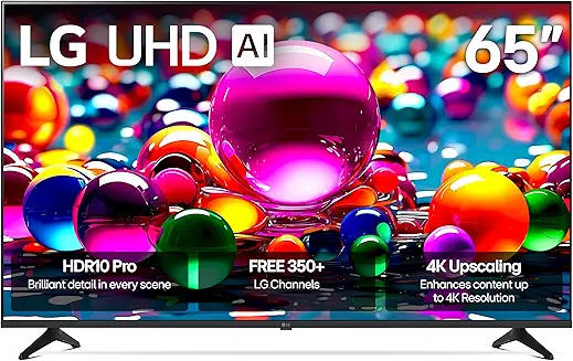 LG 65UA7700P 65-inch Class UA77 Series LED AI 4K Smart webOS TV (2025) – Alpha 7 AI Processor Gen8, HDR10 Pro, 350+ Free Channels