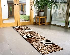 Bravich Animal Print Safari Hallway Runner Rug, Hessian Backed Flexible Stair Carpet Runner, Extra Long Length, Ideal for Stairs, Hallways & Kitchens 60x120CM (2'X4')