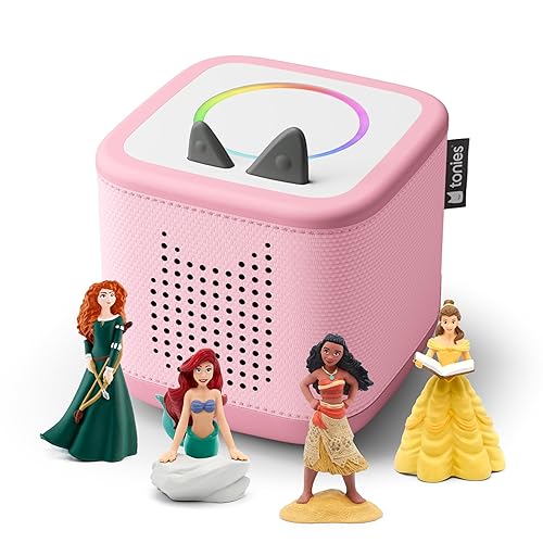 Toniebox 2 Audio Player Disney Princess Bundle for Kids 3+ with Ariel, Moana, Merida, and Belle - Cloud Pink - Cloud Pink