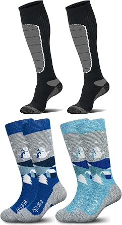 Hylaea Merino Wool Ski Socks for Adult and Kids, Baby Size Small, Adult Size Large