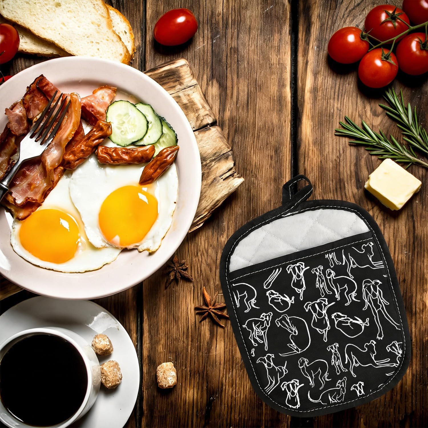 VAMSII Italian Greyhound Dog Lover Gift Italian Greyhound Pot Holder Hot Pads Greyhound Mom Oven Mitt with Pocket Greyhound Owner Gift (Italian Greyhound P)