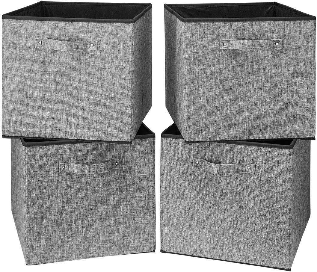 i BKGOO Foldable Fabric Storage Cube Bins with Cotton Rope Handle,Set
