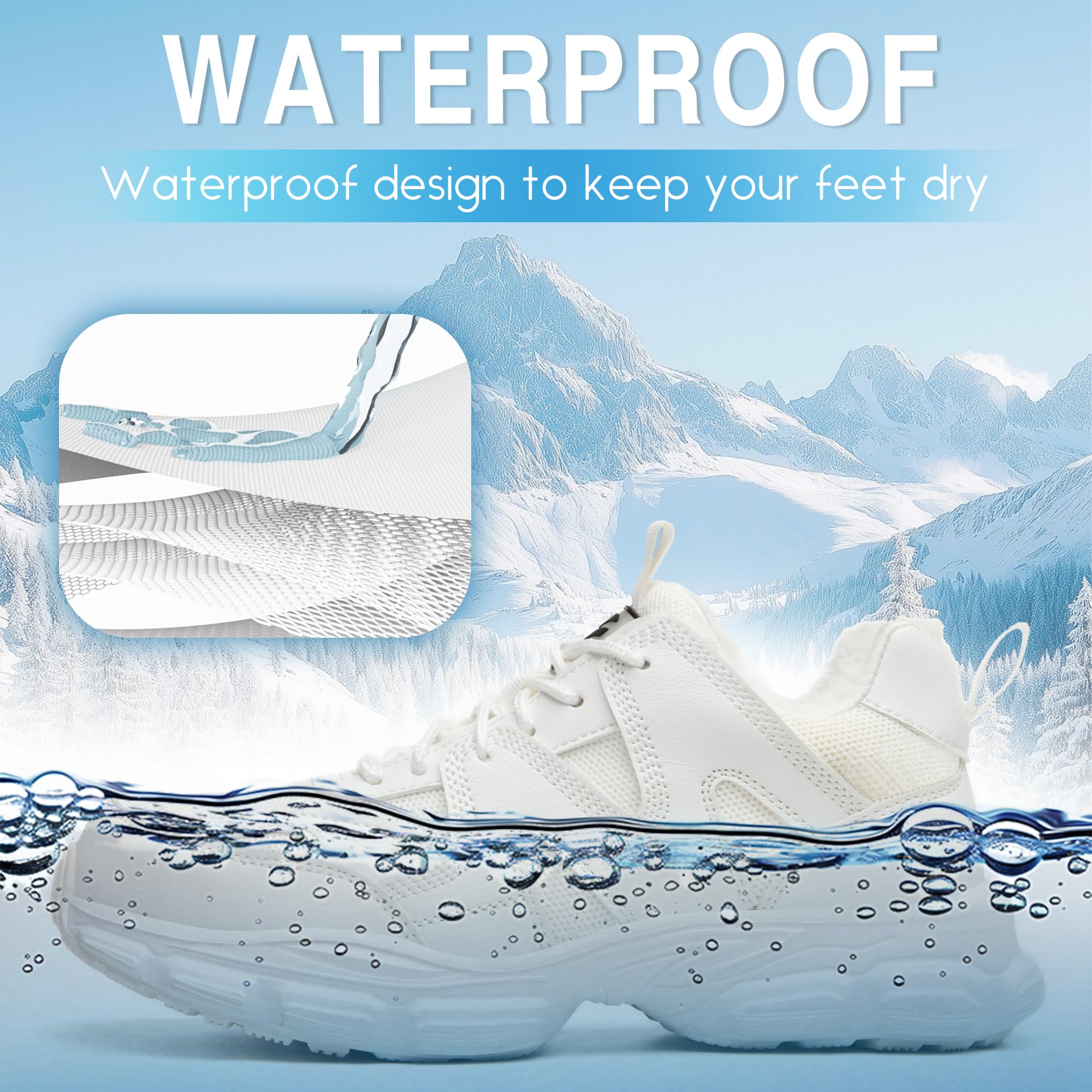 KOIFISH Sicherheitsschuhe Damen Winter Wasserdicht Arbeitsschuhe Warm Gefüttert Stahlkappenschuhe rutschfest Leicht Schutzschuhe