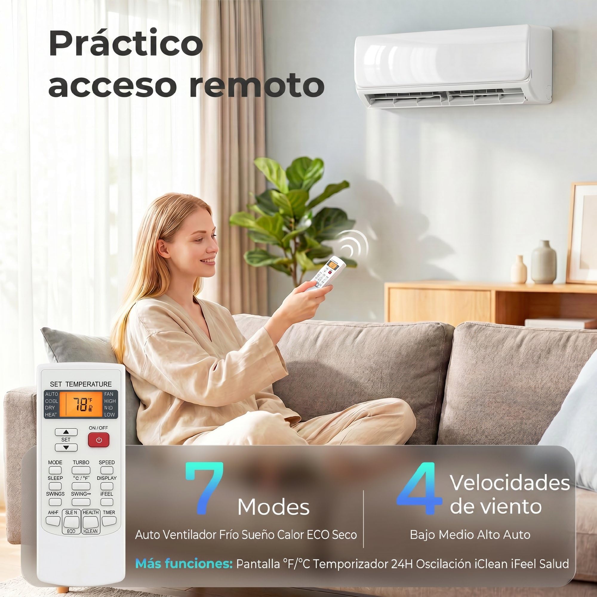 HOMCOM Aire Acondicionado Split 12000 BTU, Bomba de Calor, Aire Acondicionado Inverter, Clase A++, WiFi y Control por Voz, hasta 18 m², Pantalla LED, Mando a Distancia