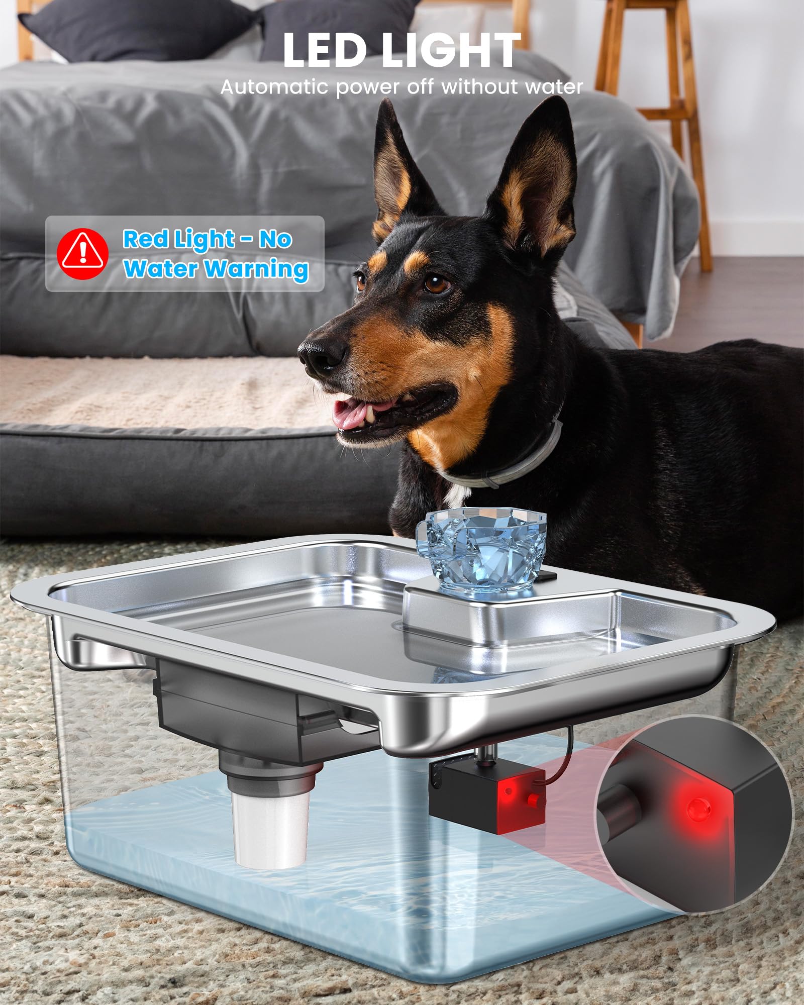 Water Pump Replacement for LESOTC 11L/3Gallon Stainless Steel Dog Water Fountain,Ultra Quite Water Pump for Dog Water Dispenser for Large Dogs Water Drinking Bowl Fountain for Pet, Easy to Clean,Black - image 4