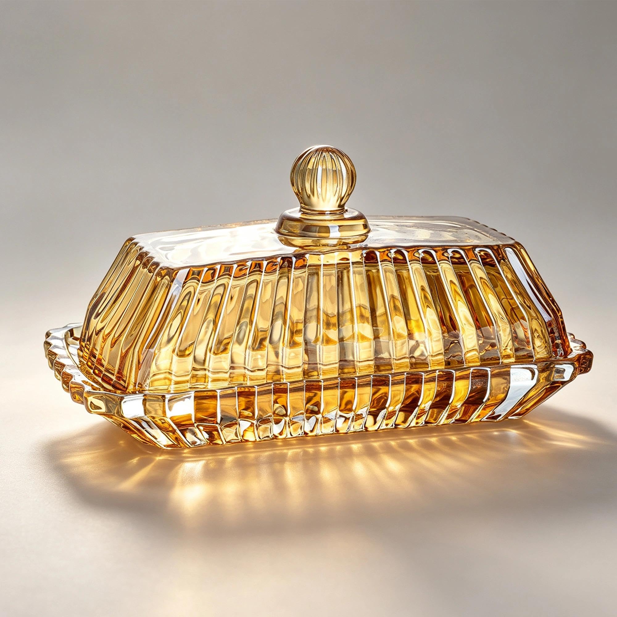 Champagne Glass Butter Dish with Lid for Countertop
