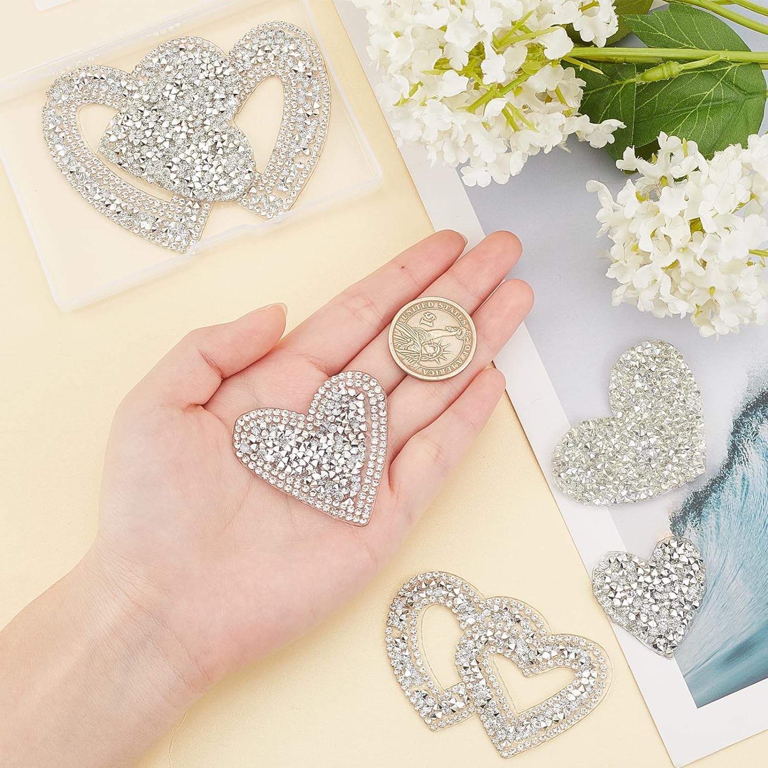 Toppe Con Strass A Forma Di Cuore - Decorazioni Creative Per Vestiti - Foto 9
