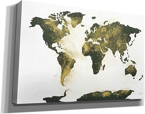 Miniatura 10 de Epic Graffiti 'World Map Gold Dust' por Chris Paschke, lienzo de arte de pared Giclée, 60 x 40 pulgadas