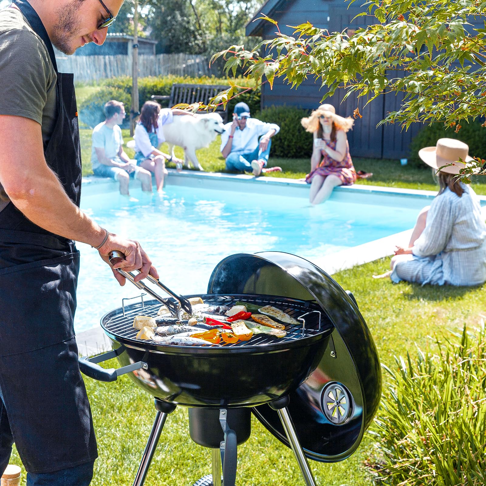 Denmay 7432 7440 Grille de Cuisson et Grille à Charbon pour Grils à Charbon Weber 47 cm, Weber One-Touch, Bar-B-Kettle, Smokey Mountain Cooker Smoker, Jumbo Joe, Original Kettle, avec 1 Thermomètre