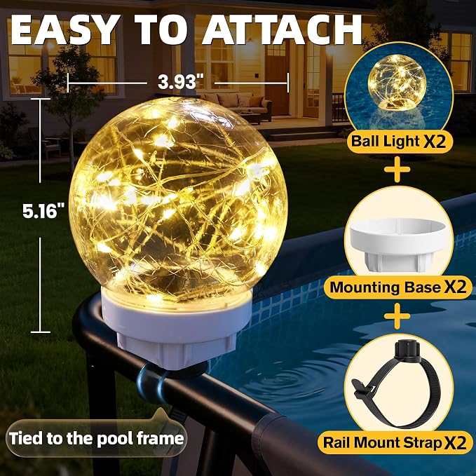 Luces solares para piscina flotantes, 2 uds, modo múltiple, waterproof miniatura 5