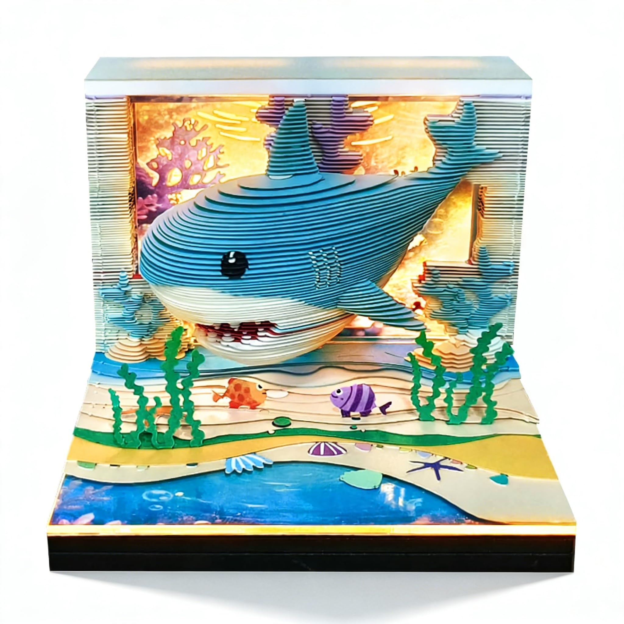 Dpofirs Calendario 3D 2026, Calendario 3D Memo Pad Time Piece, Scultura di Carta Creativa Oceano Rip Away Note con Luce