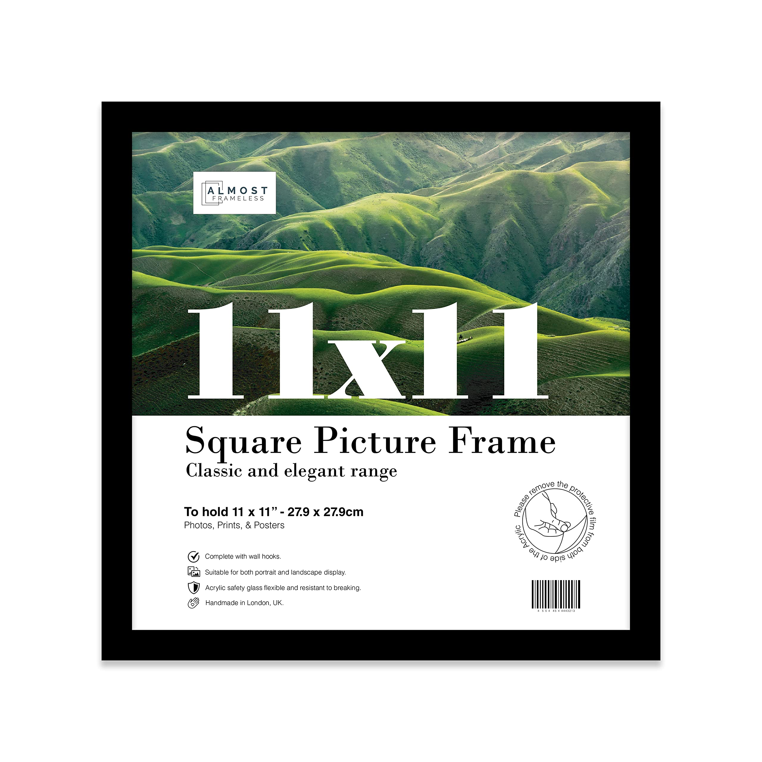 11x11 Inch Black Square Thin Photo Frame Wall Mountable Thin Picture Frame Standard Square Photograph Size, 11" X 11"(28 X 28cm)