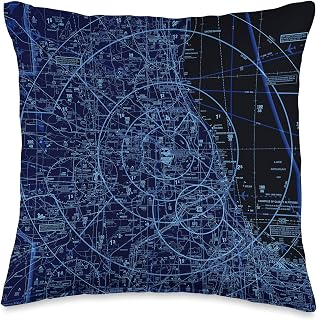Chicago Pilot Air Traffic Control Airport Airspace CHI Map Throw Pillow