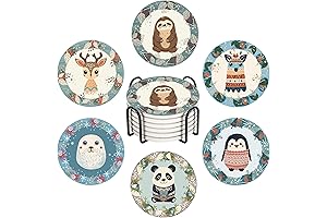 Cute Holiday Coasters - Ceramic Coasters for Drinks, Set of 6