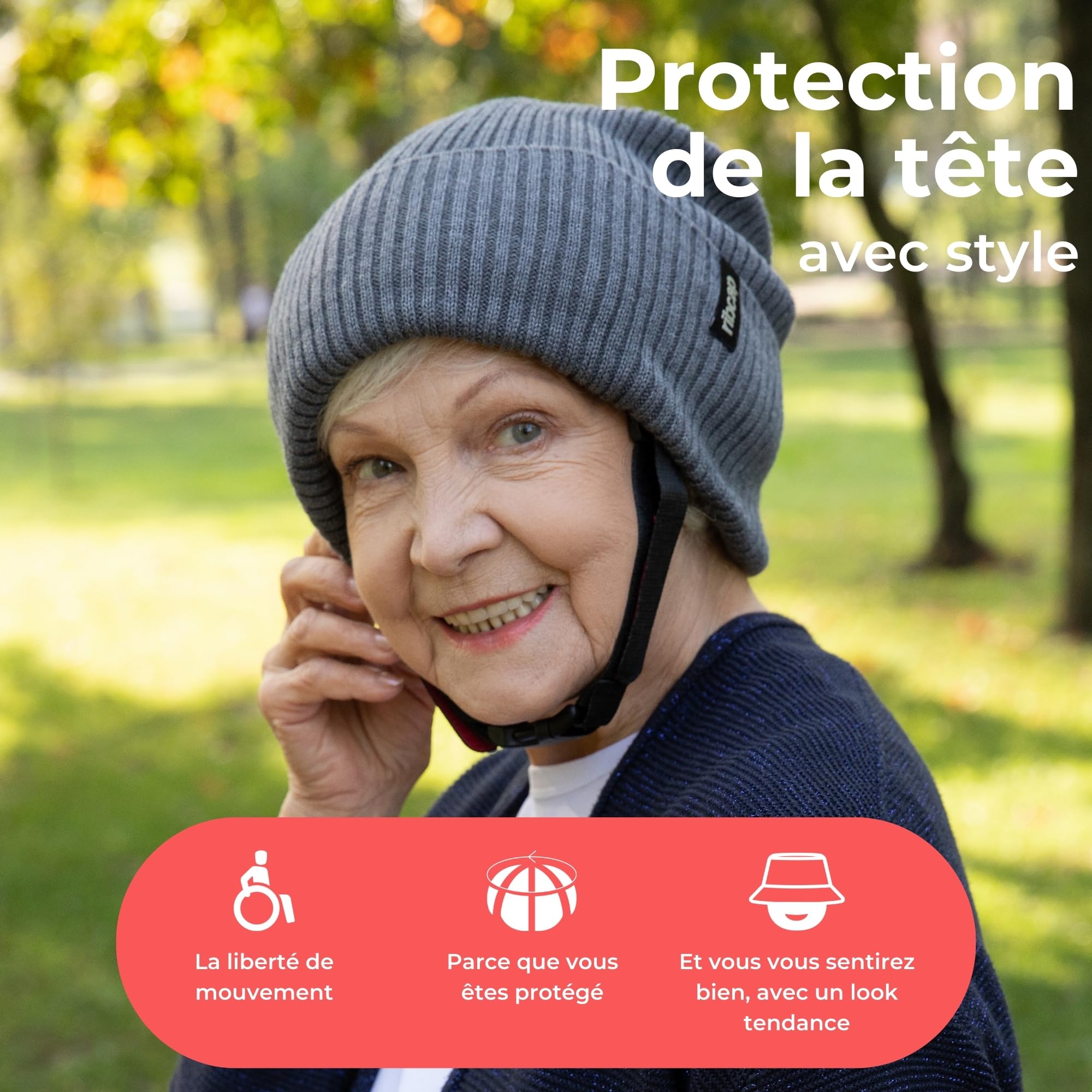 Ribcap Lenny Gris | Casque de Protection pour épilepsie et Risque de Chute