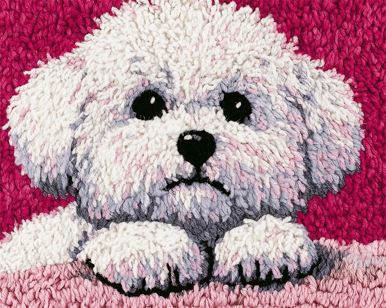 Fwrtycb Multicolor Latch Hook Kits Rug Bichon Frise Dog