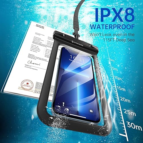 Miniatura 2 de SYNCWIRE Bolsa impermeable para teléfono paquete de 2 - Funda universal IPX8 impermeable para teléfono con cordón compatible con iPhone 1514131211