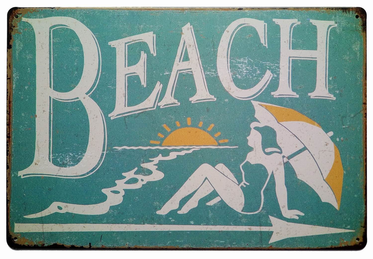 peiyeety 8 * 12inches Beach Vintage Funny Home Decor Tin Sign Retro Metal Bar Pub Poster