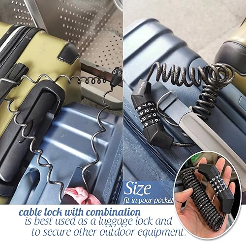 Miniatura 5 de 2 unids motocicleta casco cerradura bicicleta cable bloqueo combinación seguridad viaje equipaje cerradura con 4 contraseña Digtal