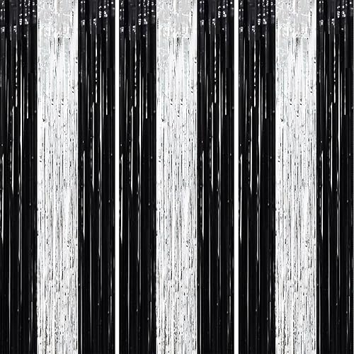 Miniatura 245 de Cortinas de fondo de flecos de papel de aluminio para fiestas, 3 piezas, 39.6 x 98.4 pulgadas, azul retro 48 Retro Azul,03 Rosa,04 Rosa