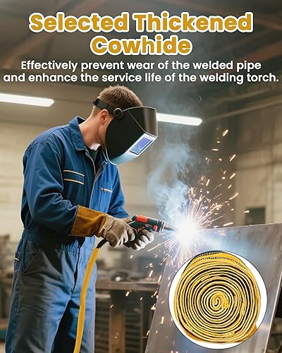 Miniatura 23 de TIG - Funda para cable de soldadura de cuero, resistente al fuego, cosido de kevlar, mangas de soldadura marrones para cables MIG/plasma