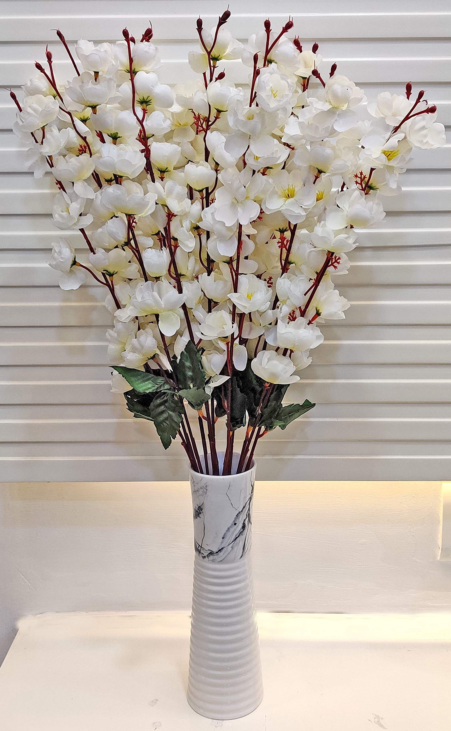 ARTSY Polyester Artificial Flowers For Decoration Cherry Blossom Flower Bunch For Vase, Home Decor, Office Decor, Artificial Plant, Craft, Without Vase, Combo, Pack Of 2 Pieces, White 55Cm Height (B08T1F3YSJ) Amazon Price History, Amazon Price Tracker