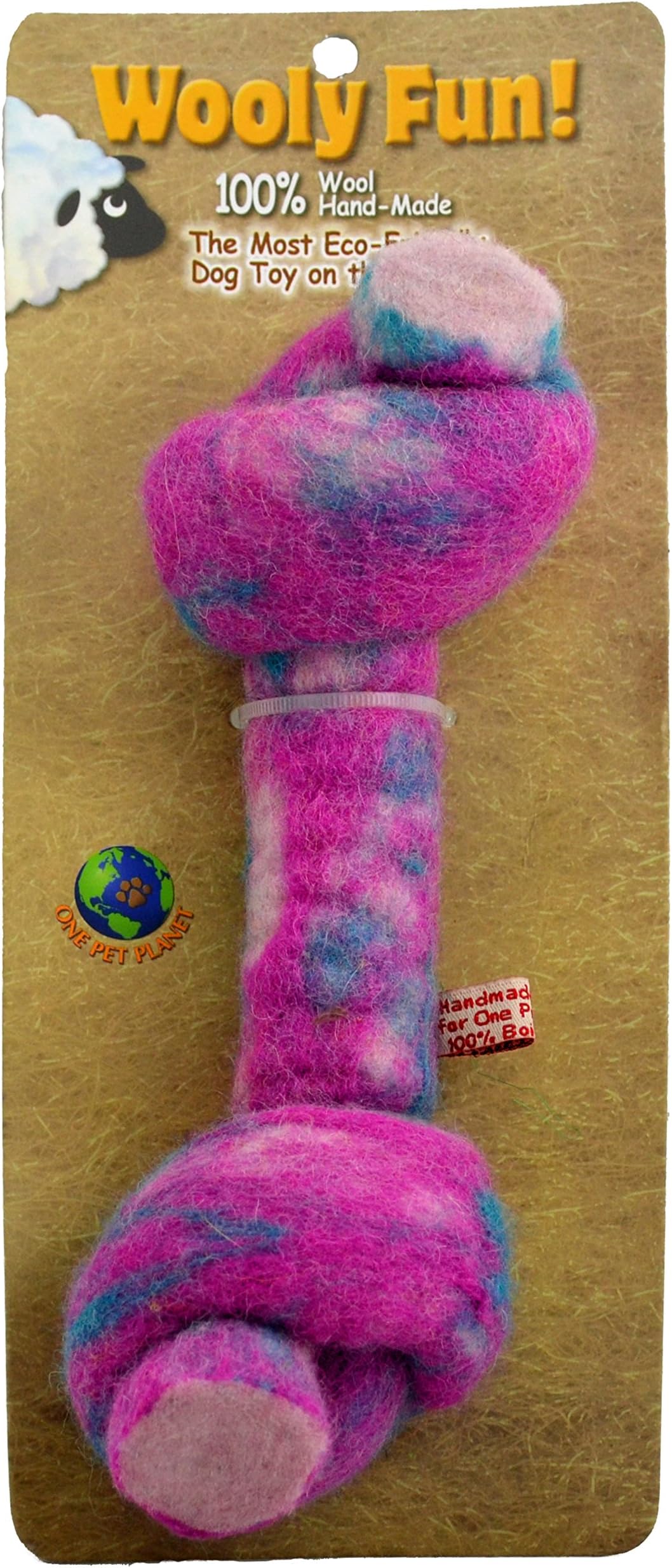 Wool Knotted Bone Chew Toy, 8.5-Inch, Magenta
