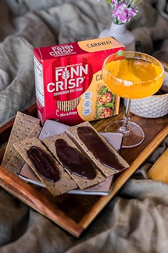 Miniatura 5 de Finn Crisp Finn Crisp - Pan crujiente de centeno con alcaravea, 7 onzas, panes planos de centeno finos y crujientes con alcaravea, auténtico pan