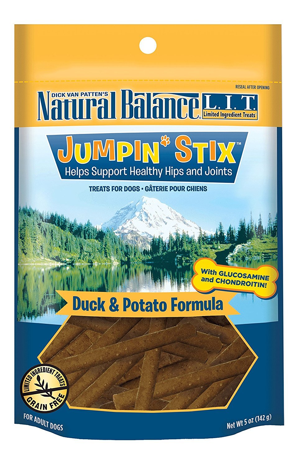 Natural Balance Limited Ingredient Jumpin' Stix Adult Grain-Free Dog Treats Duck & Potato, 5 oz Pouch