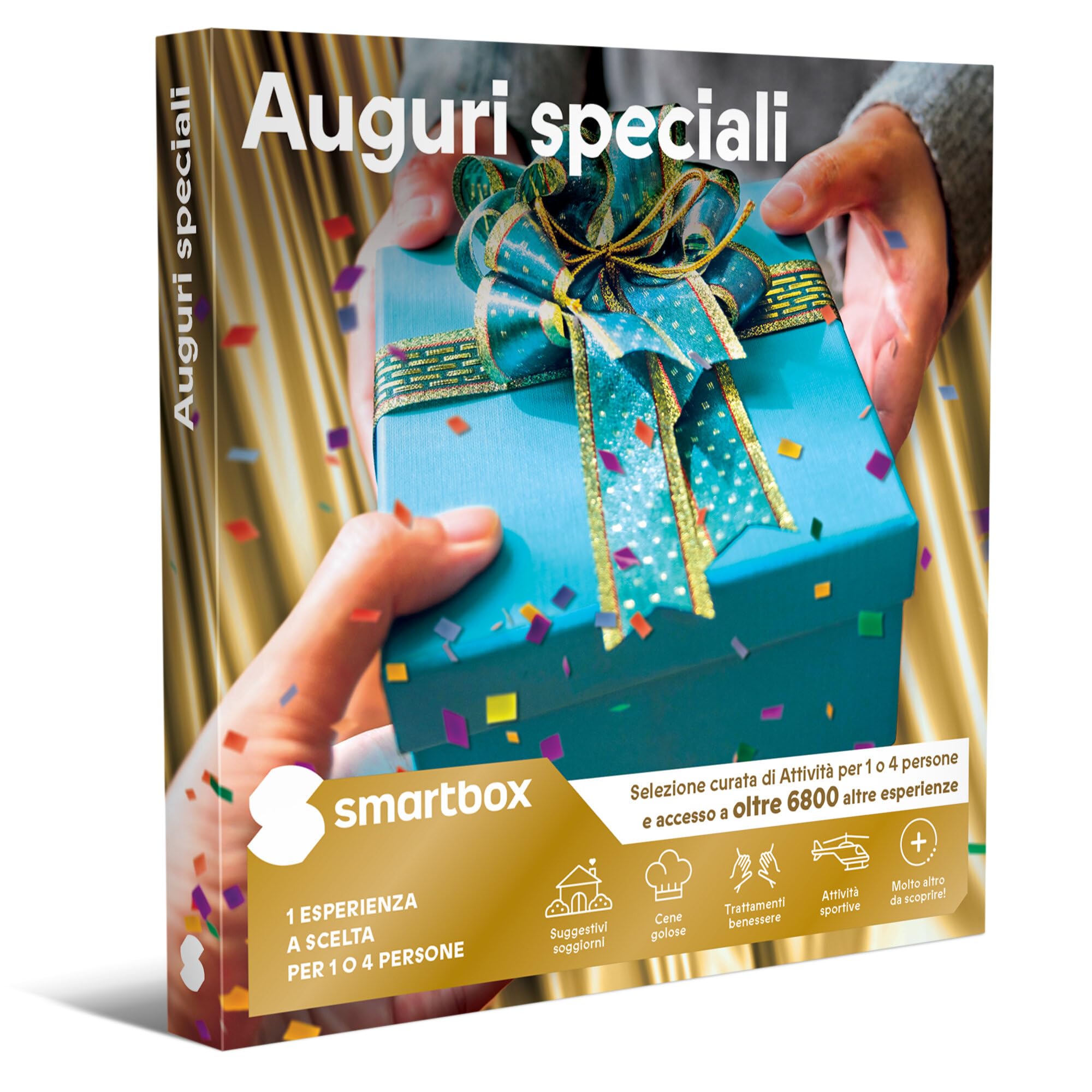 Smartbox - Cofanetto Regalo per Uomo o Donna - Auguri Speciali - Idee Regalo Originale - Soggiorni • Cene • Benessere • attività Sportive per 1-4 Persone