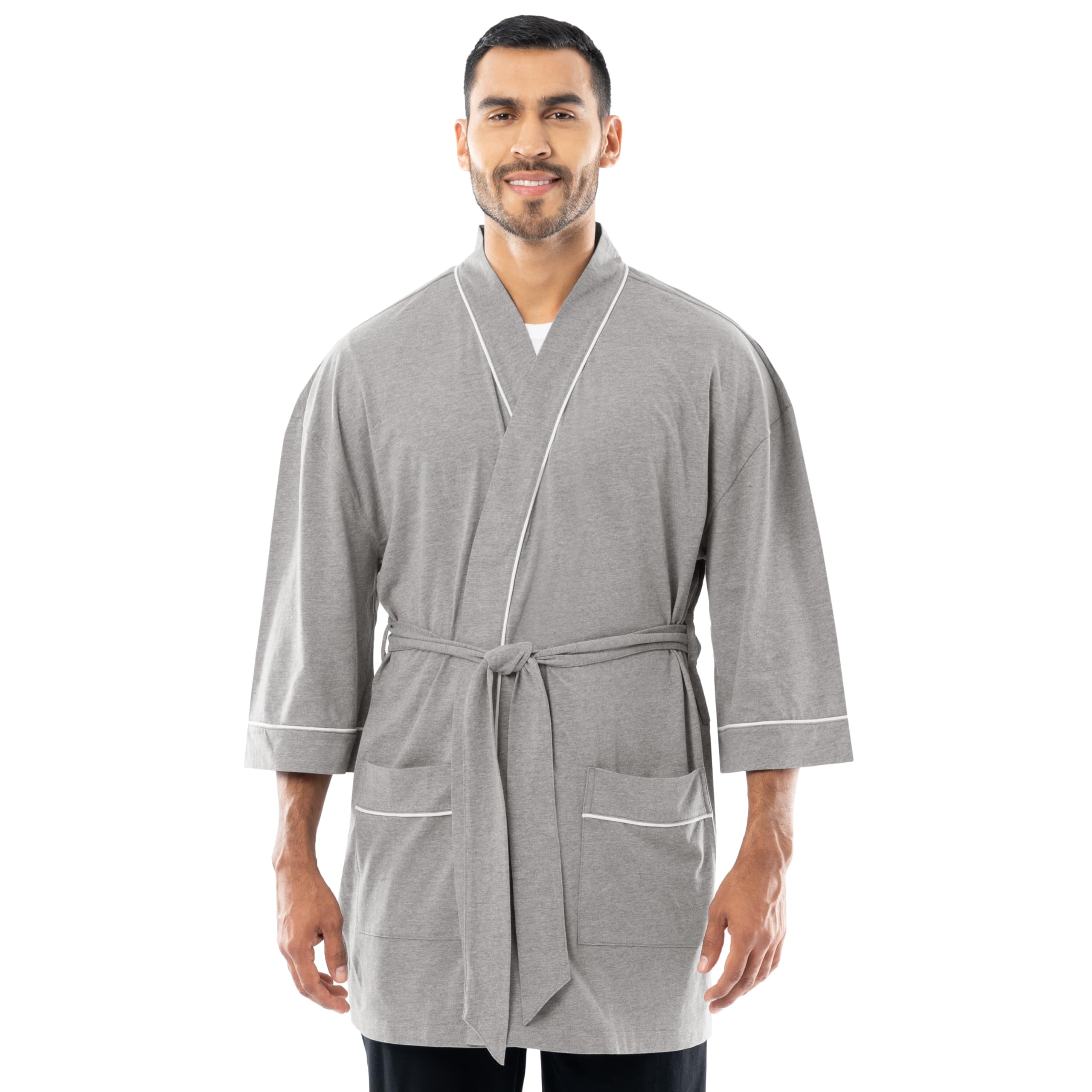 Fruit of the Loom Mens Jersey Knit Kimono Robe
