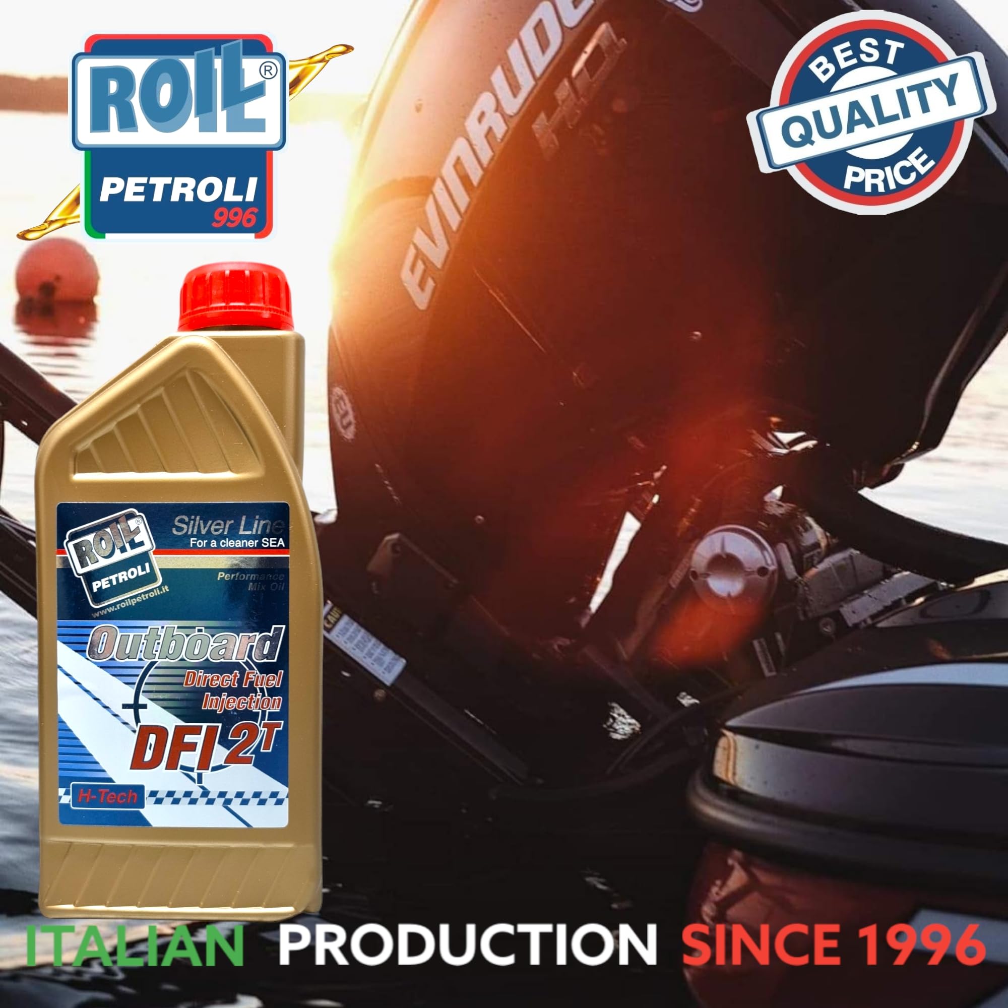 12 Litri di Roil Outboard 2T DFI - ►Lubrificante per Motori Evinrude -Johnson E-TEC e Fuoribordo Gruppo BRP◄ - Olio 100% Sintetico - Per motori di ULTIMA Generazione ad INIEZIONE Diretta
