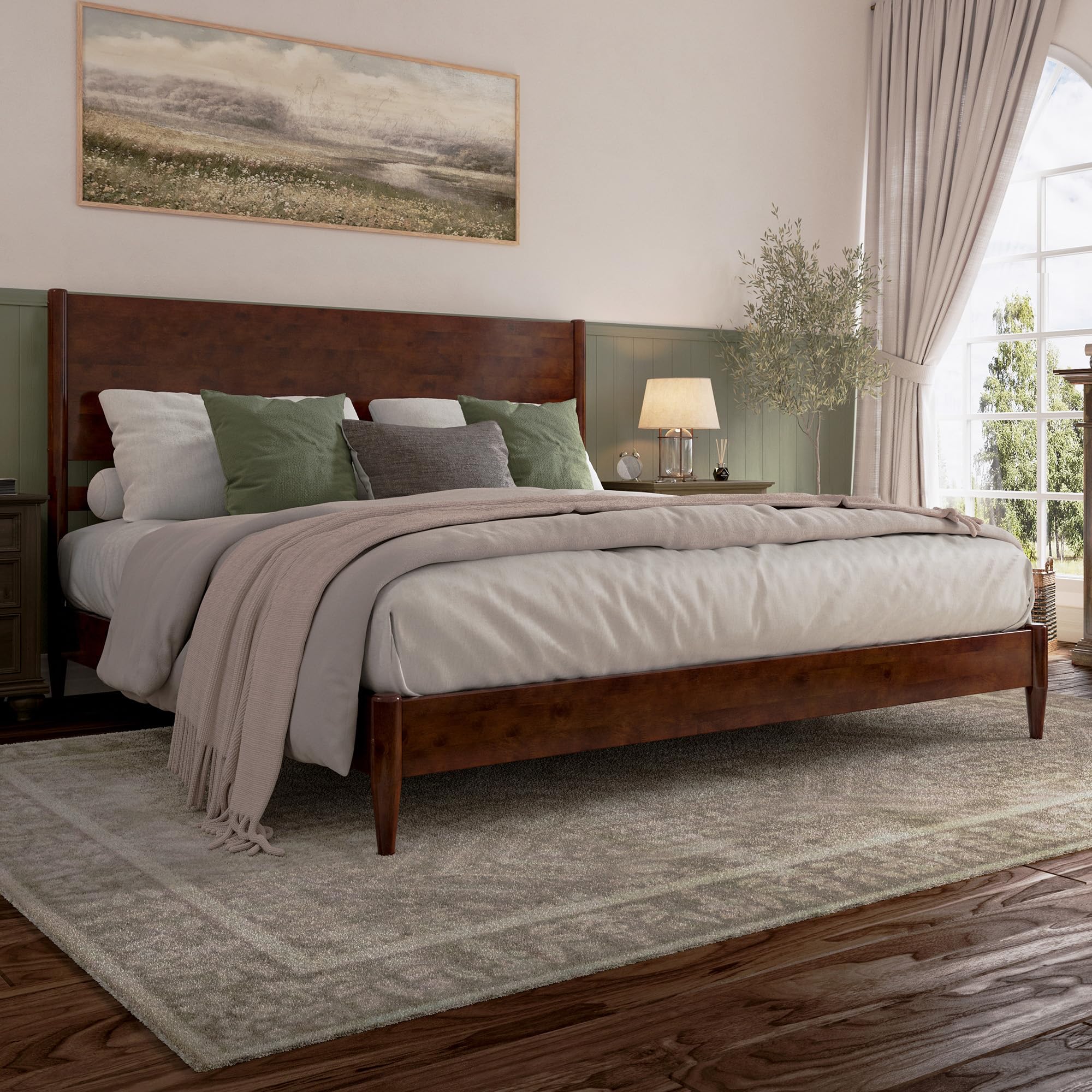 Photo 1 of ****2 BOXES** missing hardware**AFI, Pasadena King Solid Wood Low Profile Platform Bed, Walnut