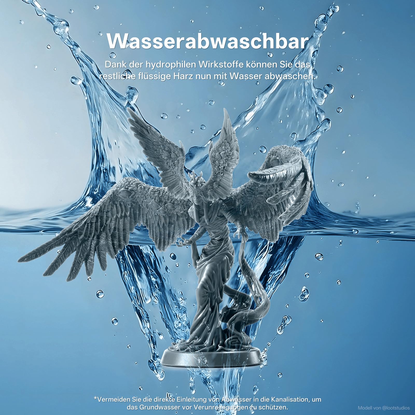 ANYCUBIC Wasser Waschbares ABS-Like Resin 3.0, 3D Drucker Resin Geruchsarm, Hohe Härte und Zähigkeit, 405nm UV-härtendes Harz für alle Resin 3D Drucker, Grau 1000g