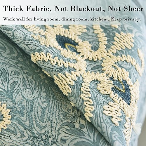 Miniatura 3 de Cortinas Vogol opacas, de chenilla, jacquard para ventana, cortinas elegantes, paño, tratamiento opaco para habitación, sal de estar, ojales