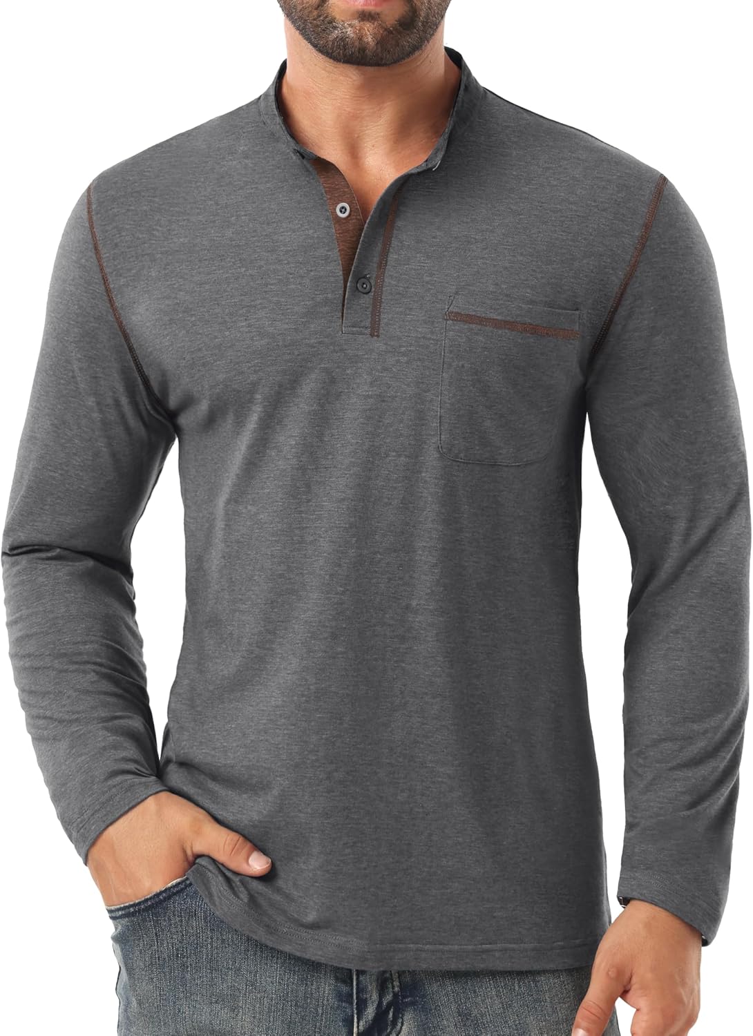 Sailwind Men's Henley Shirts Long Sleeve Button T-Shirt Casual Stylish Cotton Pullover Shirt with Pocket - Image 4