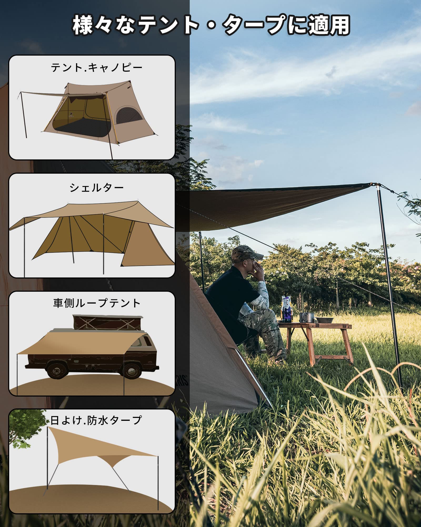 OneTigris スーパーシェルター+ DODテント タープポール セット キャンプギアレビュー】OneTigrisスーパーシェルターが軍物っ