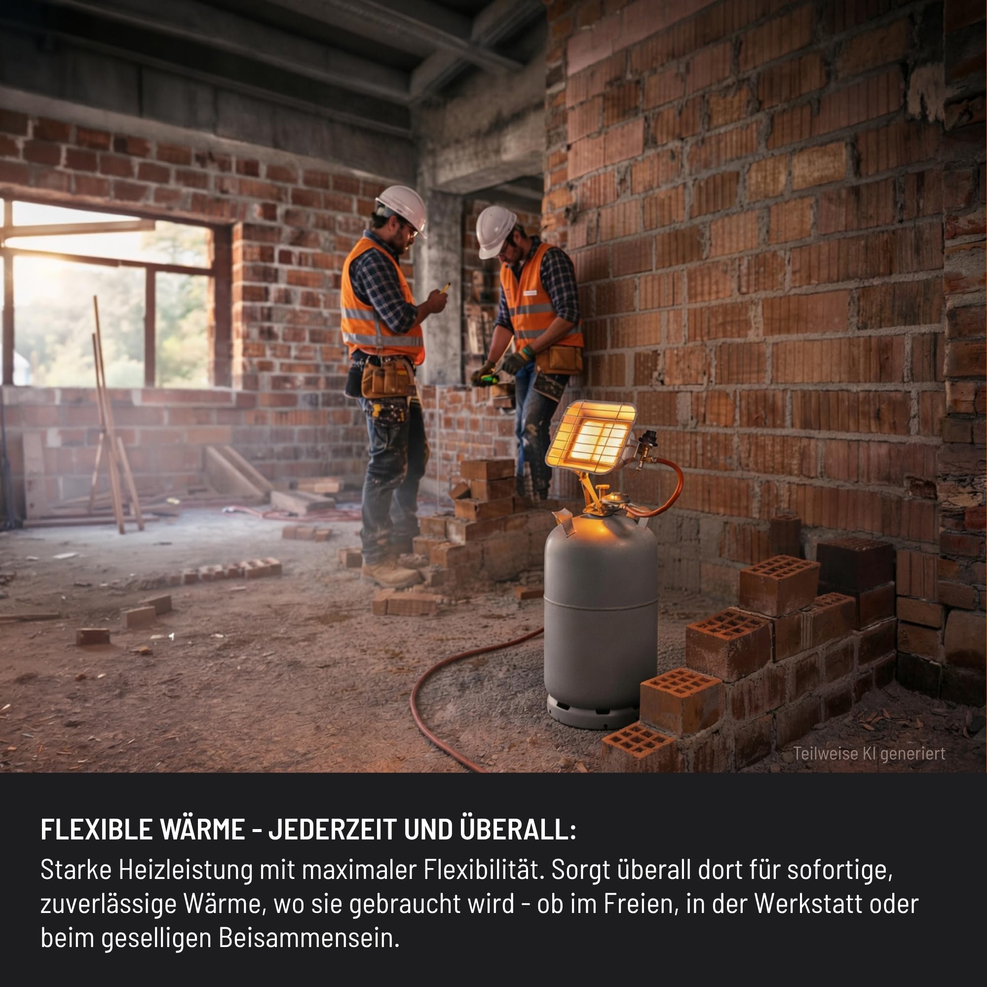 Güde Gasheizstrahler GHS 4200PIEZO (2,9-4,5 kW Heizleistung, 210-327 g/h Gasverbrauch, 40 cm Gasschlauch, rostfreier Reflektor, Schutzgitter, Druckminderer, Piezozündung, Thermosicherheitselement)